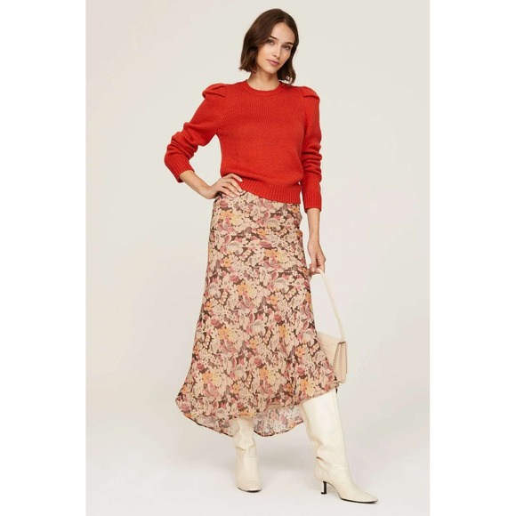 Derek Lam Collective Sweaters - Derek Lam Collective Red Orange Puff Sleeve Wool Blend Knit Sweater XS Snagged